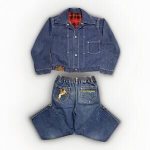 Vintage Roy Rogers Flannel Lined‎ Rider Coat Jean Jacket / Jeans Boys 4T Rare
